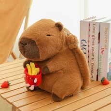 토이즈데이 카피바라 인형 캐릭터 백팩 가방 선물, 1개, 감튀바라, 30cm