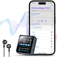 Omikamo 128GB 음성 녹음기 디지털 노이즈 감소 MP3 플레이어 원버튼 비밀 소형 녹음 장치 재생 기능이 있는 오디오 노래를 위한 전화 PC와 인터뷰 Q927752 - mp3플레이어