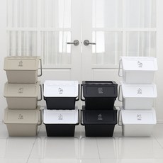 네이쳐리빙 모던데일 재활용 분리수거함 1P, 블랙+화이트