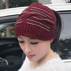 트레이드식스 니트모자 니트 털실 머리띠 모자 헤어액세서리 겨울 가을 보온 두건 머리 악세사리 블 커버 가리다 화이트 발
