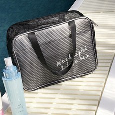 weekeight 샌 드 백 수영 세수 가방 파 우 치 남녀 투명 가방 휴대용 목욕 온천 수영복 수납 가방 헬 스 팩 라 지 수납 가방 블랙 통기 성 스 몰 사이즈