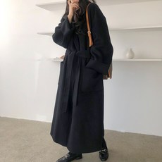 타니즈 스우피 테일러드 카라넥 벨트 로브 여성 겨울 롱코트 - 2 Color