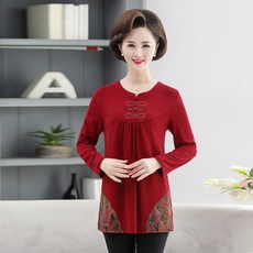 우리우리 20 중년 엄마 가을 겨울옷 모임 50-60대 기모 티셔츠-30415