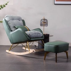 1인용안락의자 원목 흔들의자 누울수있는 의자, S3-썬그린[흔들 의자+발받침 배달 쿠션], 테크노 원단(나노세탁면제)