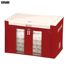 DFMEI.storage box--수납함 두꺼운 방수 면 이불 정리 접이식 수납함, 03 68L(52*40*32cm), 붉은색