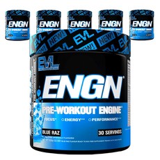 EVLUTIONNUTRITION ENGN 프리-워크아웃 엔진 블루 라즈 맛, 6개, 312g