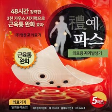 의료용 자석파스 50매(5매x10팩) 대형파스 국내생산 의료긱허가 근육통 통증완화, 1세트, 50매입