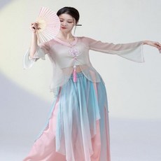 클래식 댄스 코스튬 라임 거즈 중국 벨 슬리브 연습 가디건 탱크 탑 바지 여성 슈트 신제품
