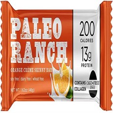 PALEO RANCH 단백질 스키니 바 케이지 프리 달걀 흰자위 단백질 풀을 먹인 쇠고기 콜라겐 글루텐 프리 콩 프리 1.62 온스 오, 단일상품