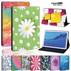 화웨이 MediaPad T3 8 10/T5 10 태블릿 내구성 Foldable 보호 케이스에 대 한 인쇄 된 3D 아트 가죽 타블렛 스탠드 커버 케이스|테블릿 & 전자책 케이스, 1개, 5.3D art-large flowe