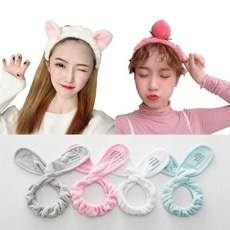 극세사 세안밴드 데일리 세안헤어밴드, 1개, 복숭아 세안밴드 화이트