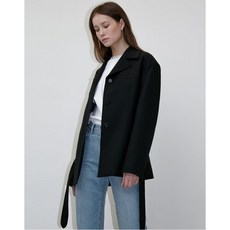 던스트 20SS WIDE COLLAR BELTED WOOL JACKET BLACK UDJA0E201BK