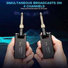  LEKATO 무선 기타 시스템 송신기 수신기 2.4Ghz 충전식 오디오 WS-100, 한개옵션0 