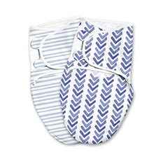 SwaddleMe Luxe Easy Change Swaddle – Size Small/Medium 0-3 Months 2-Pack (Water Color Indigo), 1개