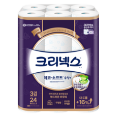 크리넥스 3겹 데코 & 소프트 화장지 27m, 24롤, 8개