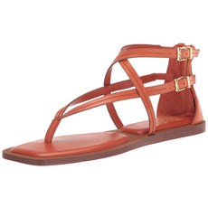 Vince Camuto 여성용 Brenndie 버클 샌들 플랫 살구.
