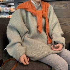 베나프 포근 그레이 오버핏 니트_BE4LK014