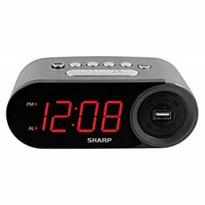 SHARP Digital Easy to Read Alarm Clock with 2 AMP High-Speed USB Charging Port