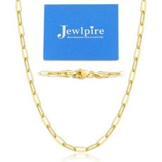 Jewlpire 쇠사슬 체인 쥬얼파이어 이탈리안 소일드 14K 리얼 골드 925 스털링 실버 클립 목걸이 여성용 저자극성 편안한 16 18 20 22 24 26인치 Q16287, 18 Inch (Women's Average Lengt, 3mm Yellow Gold, 1개