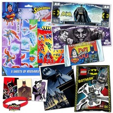 영국 WWE DVD 영국 DC 슈퍼히어로즈 저스티스 리그 배트맨 &amp; 슈퍼맨 키즈 선물 세트 - 12개 이상의 아이템 스티커 세트, 단일옵션