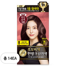 리엔 흑모비책 한방크림염모제, 14개, 와인갈색
