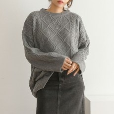 와플 루즈 오버핏 꽈배기 꼬임니트