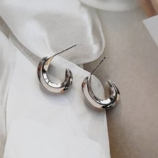 실버볼드링귀걸이