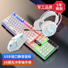 해외 게이밍키보드 무선 유선 진기계터치 키보드 데스크탑 노트북 게임 USB 케이블 마우스 키보드-21962, 18.화이트 혼광 키보드 마우스 게, 01.공식 규격.