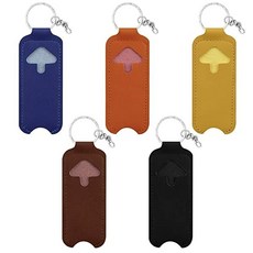 Clip-on Sleeve Chapstick Key Chain Holder Faux Leather Lip Balm Keychain Shiny Pouch 5 Packs Fashio, Style A 5PCS