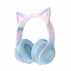 SYL DR57 블루투스 헤드폰 노이즈캔슬링 헤드폰 에어팟 그라데이션 고양이 귀 통화 이어폰