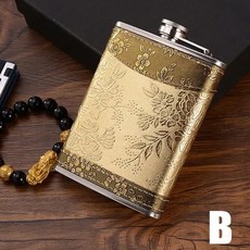 휴대용 스테인리스 스틸 러시안 힙 플라스크 알코올 위스키 와인 병 양주 냄비 음료 용기 여행 컵 남성 선물 7oz 8oz, [02] B, 1개