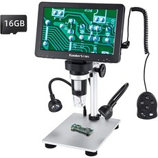 16G TF 카드 쿨러트론이 업그레이드된 7인치 LCD 디지털 USB 마이크로스코프 12MP 1 1200X 확대 카메라 비디오 레코더 와이어 원격 충전 배터리 회로 기판 솔더링 PCB 코인 아웃도어, 상세페이지 참조