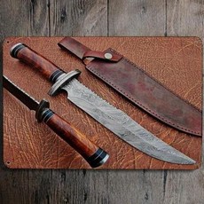 주석 사인 수제 다마스커스 강철 사냥 칼 금속 사인입니다, 1) WHITE - 40x30 센치메터, 1개