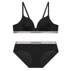 게스 속옷 언더웨어 실버밴디드 노와이어 브라+노라인 햄팬티 세트 GBWBR743BKGBWBP743BK BXD677 WUE601