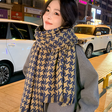 겨울 양면 숄 머플러 롱 체크 목도리