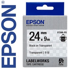 *정품* [ EPSON ] 라벨테이프, ST24K-PX [24mm 투명/검정글씨], 1개