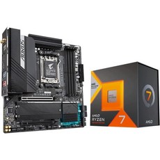 INDRAL Micro Center AMD Ryzen 7 7700X 8코어 16스레드 AM5 5.4GHz 잠금 해제 데스크톱 프로세서 번들GIGAB 포함YTE B650 게이밍, AMD Ryzen 7 7800X3D + B650M AO - 7700x