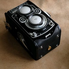rolleiflex 2.8f (롤라이플렉스) 카메라 가죽 케이스 가방 보관함, 블랙 소프트 베지터블 태닝