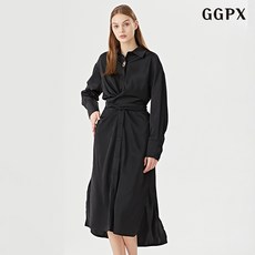 GGPX 페미닌 카라넥 랩스타일 긴팔 롱 원피스 (GOCOW005D)