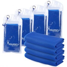 SYOURSELF 쿨링 타월 목용 4팩 40인치 x 12인치 아이스 부드러운 통기성 냉감 완벽한 요가 골프 스포츠 운동선수 캠핑 타월믹스 2, 4 Pack-dark Blue, 40"x12", 4개