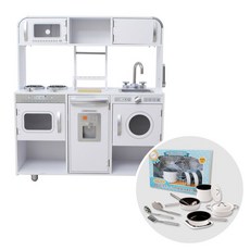 [에이치비카펜트리] 쿠디 키친 + 11pcs 디럭스 쿡웨어 세트 주방놀이, 상세 설명 참조