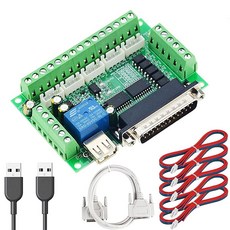  DAOKI DC 12-24V CNC 브레이크 아웃 보드 5축 마하3 인터페이스 광학 커플러 보드 병렬 포트 케이블 USB XH2.54 4P 스테퍼 모터 드라이버 MACH3용 상품 