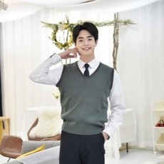 XIO627475보풀방지 그레이 와인라인 교복조끼(남자)