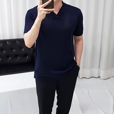 남자브이넥반팔니트