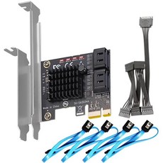 PCIe SATA 어댑터 카드 4 포트 III 6Gbps 포함 케이블 및 1 5 분배기 전원, 한개옵션0, 1개