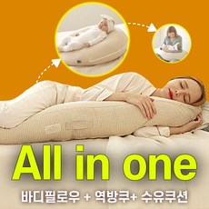 임산부 바디필로우 역방쿠 수유쿠션 All in One, A-1.바디필로우(체크베이지)+역방쿠커버(체크베이지) - 역방쿠