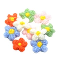 QDY 배 크로 셰 뜨개질 꽃 아플리케 코사지 장식 카드 헤어 클립 장식 DIY 공예, As Described