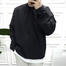 우븐맨투맨 프롬엘 남녀공용 바람막이 오버핏 맨투맨 티셔츠(4COLOR)