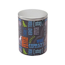 Paw Prints Large Tin Treat Jar Wordplay Design 5 Paw Prints 대형 주석 간식 용기 말장난 디자인 5.25 x 7.5 x 5.2, 1개, Word Design