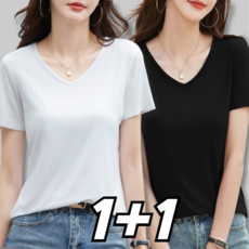 디어스킨 여성 브이넥 반팔 티셔츠 2P 어스킨 여성 브이넥 반팔 티셔츠 2P